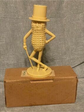 Vintage Planters Mr Peanut Plastic Coin Bank with Original Box 8.5”
